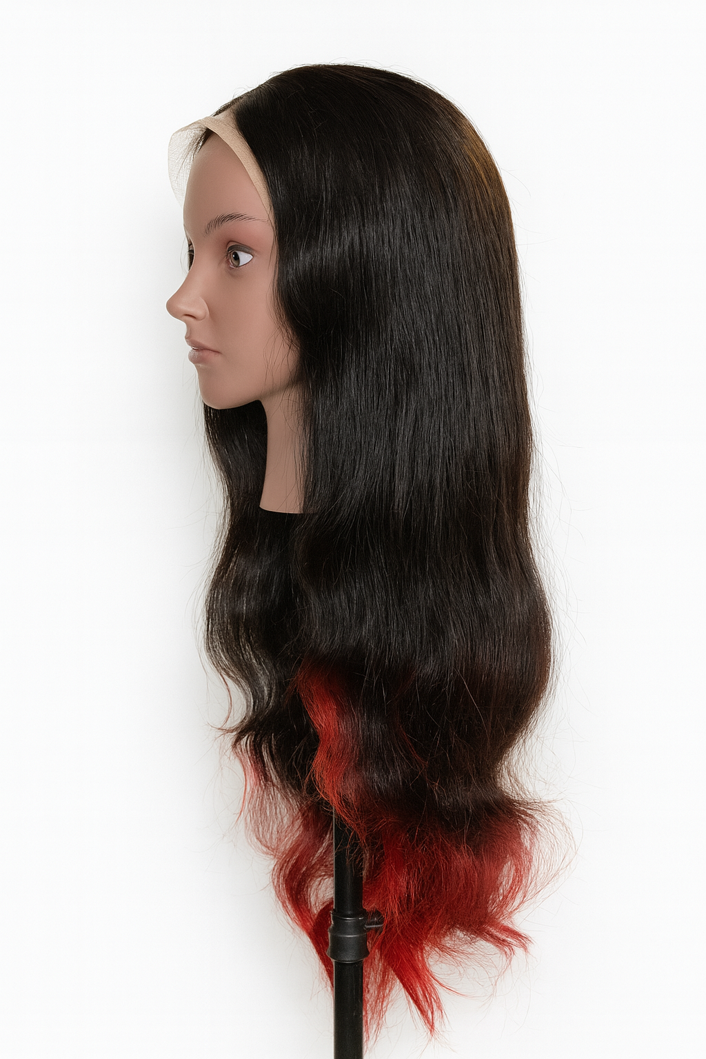Brazilian Human Hair Wig with Black Burgundy Ombre 26-Inch and 180% Density