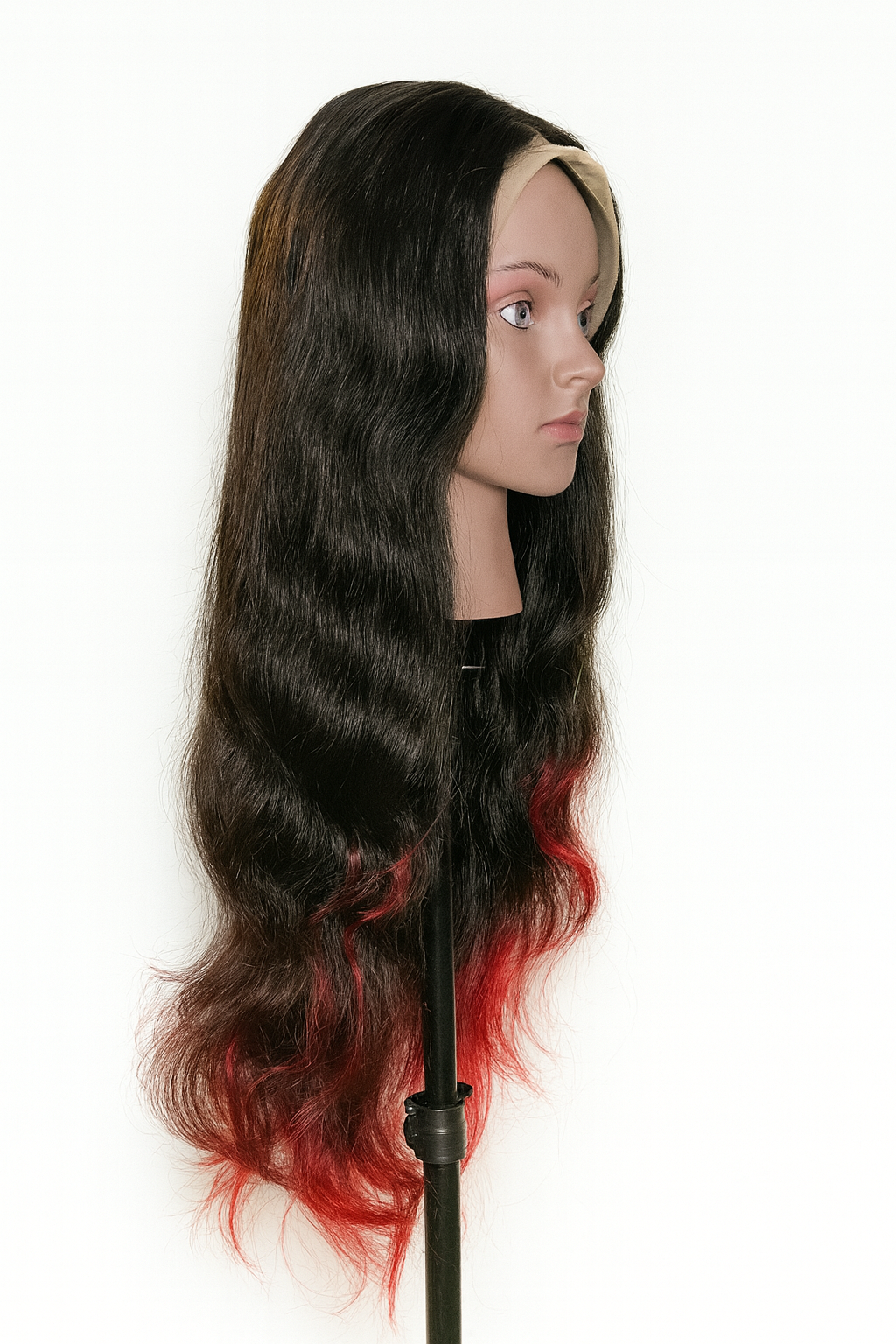 Brazilian Human Hair Wig with Black Burgundy Ombre 26-Inch and 180% Density