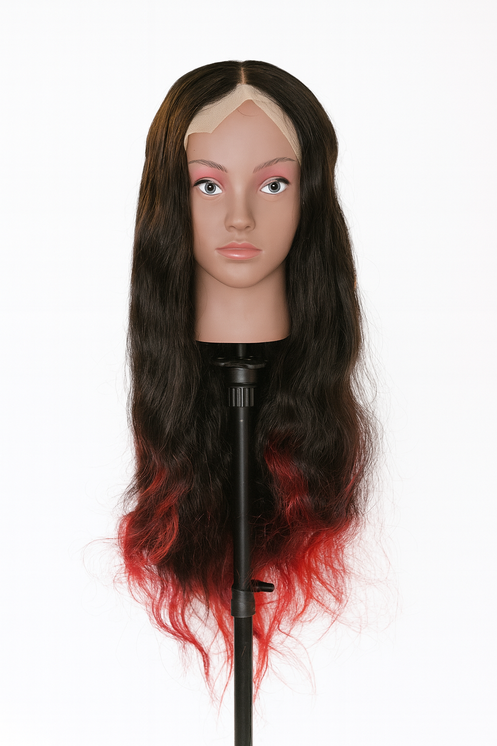 Brazilian Human Hair Wig with Black Burgundy Ombre 26-Inch and 180% Density