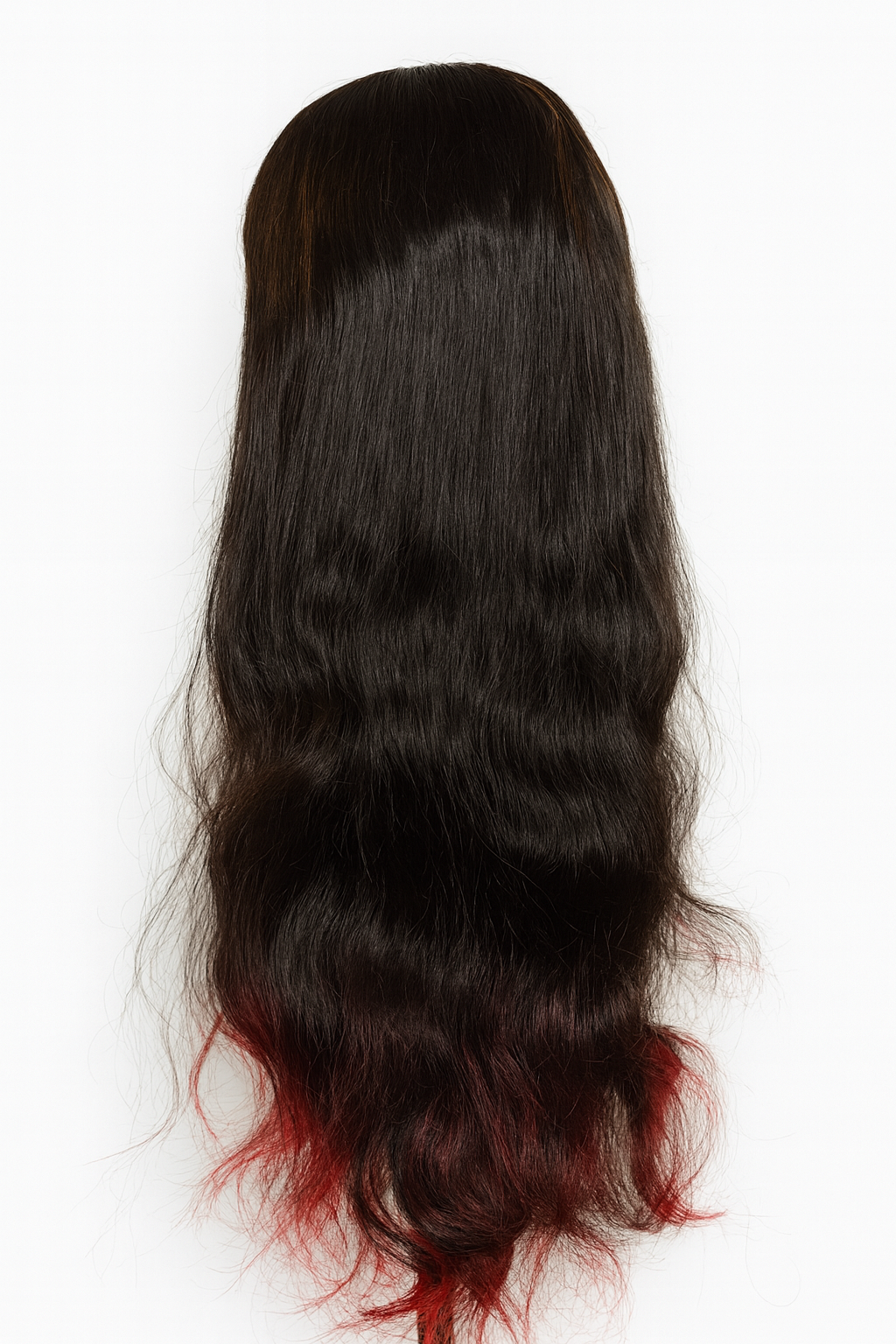 Brazilian Human Hair Wig with Black Burgundy Ombre 26-Inch and 180% Density