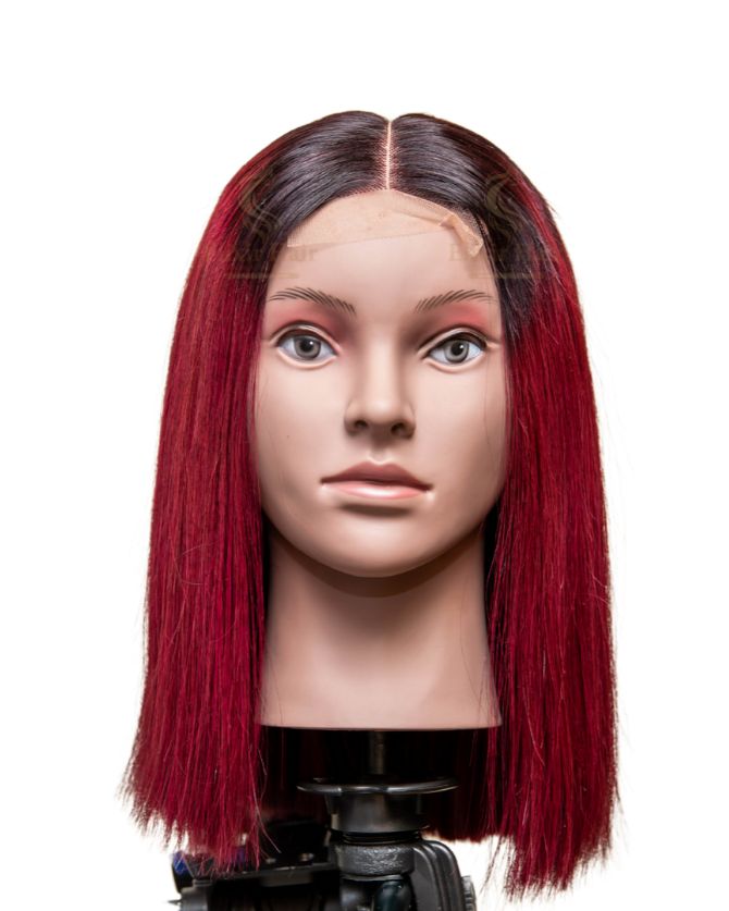 100% Vietnam Human Hair Wig with Ombre Wine 16-Inch and 310% Density